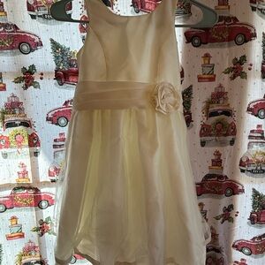 Elegant Cream Kids Dress with Floral Accent